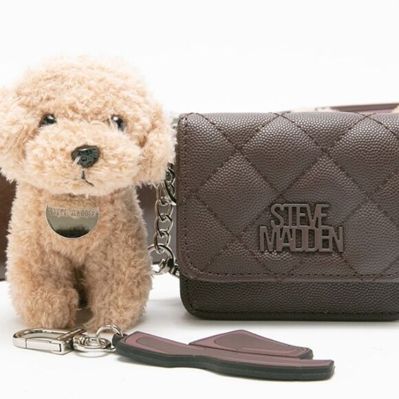 Steve Madden BWren Quilted Flap Card Case Wallet & Bag Charm Set - Picture 5 of 8